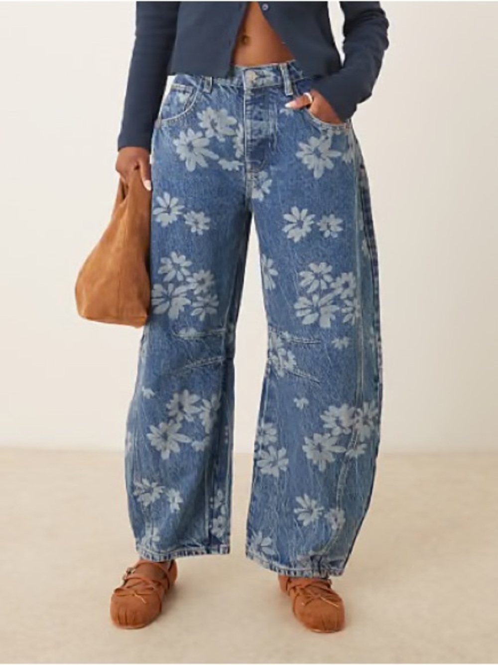 Free People Good Luck Barrel Floral Jeans